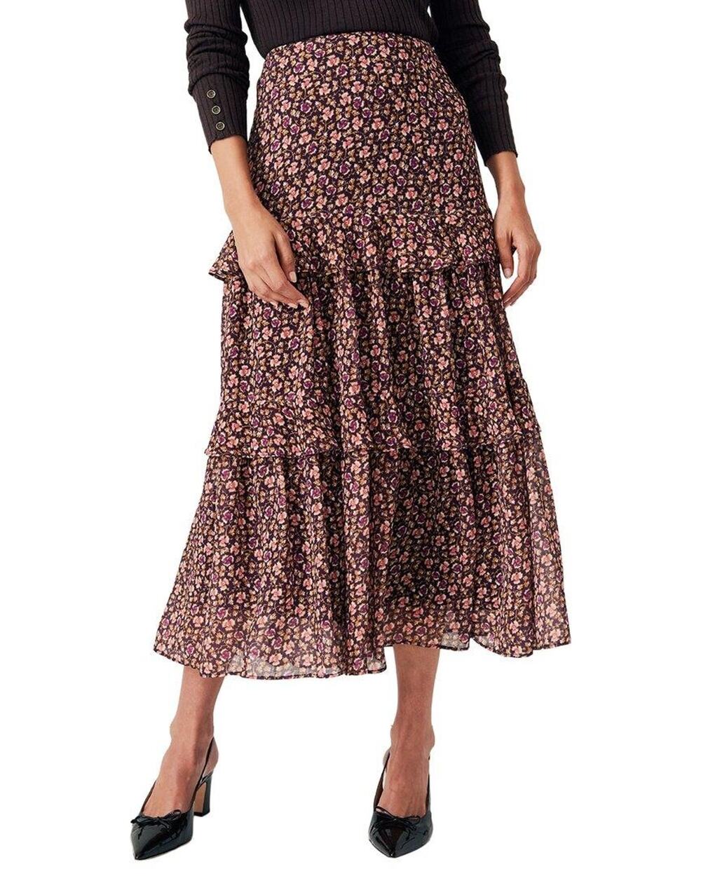 J.McLaughlin $198 Gulia Maxi Boho A-Line Skirt in Plum Size 10